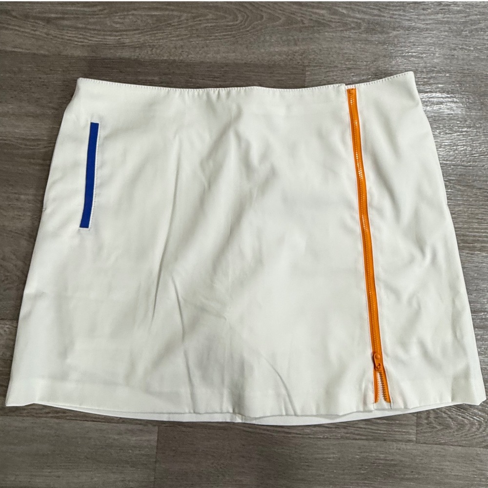 Annika Cutter &‎ Buck Womens Golf Skort White Orange Blue Zip Size 14 Athletic